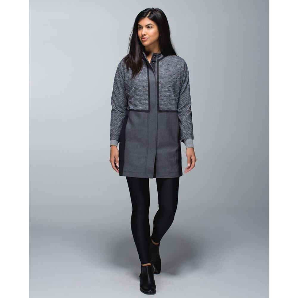 Lululemon Cocoon Car Coat Coco Pique Shine Dot Black XS - Picture 9 of 11